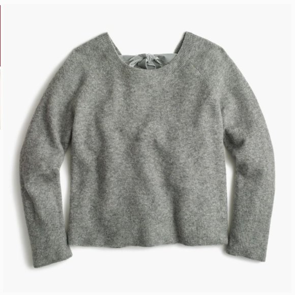 J. Crew V-back Sweater w/Velvet Tie Closure, Gray, XS, NWOT - Picture 1 of 6